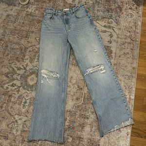 Zara Ripped Wide Leg Jeans